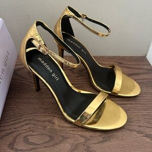 Madden Girl Women's Brazen Stiletto Dress Sandals in Gold
